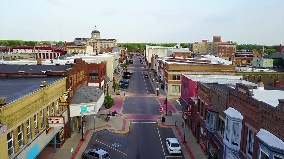 aerial view of Huntington, Indiana